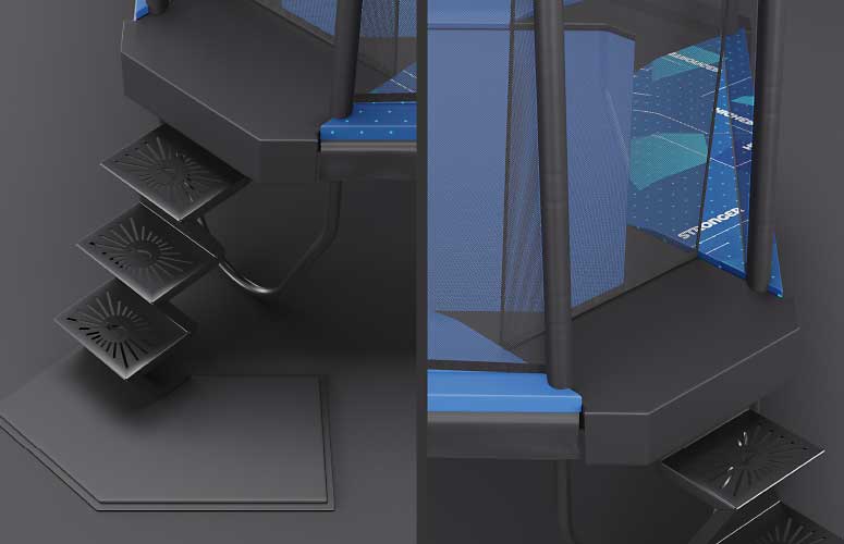 Wider entrance with laser cut steps for optimal comfort